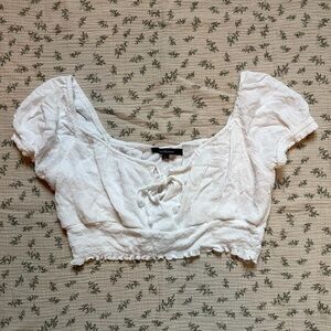 Ambiance White Tie-Front Crop Top